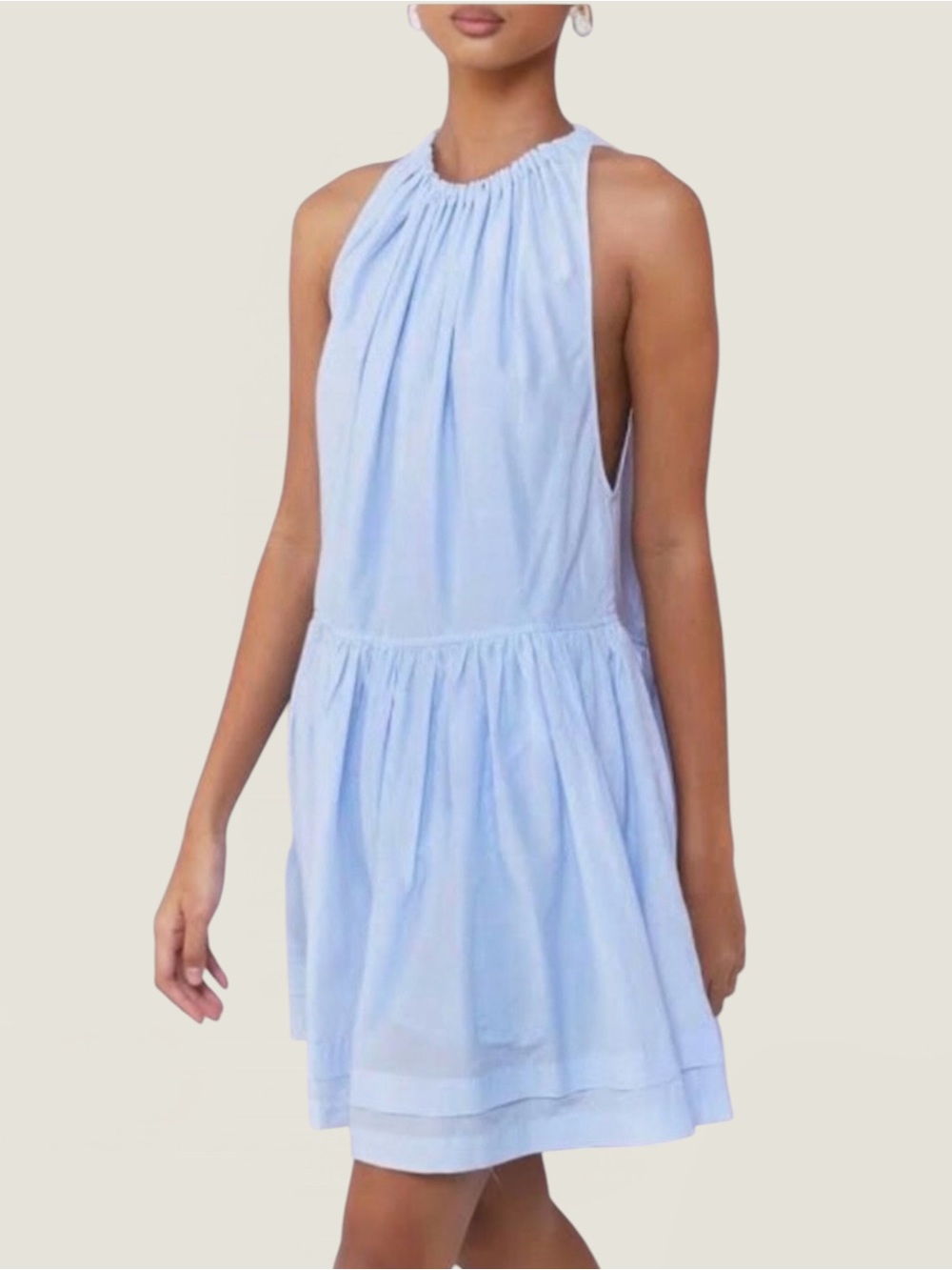 New! MAGALI PASCAL Blue Suzane Silk Cotton Blend Dress Size XS